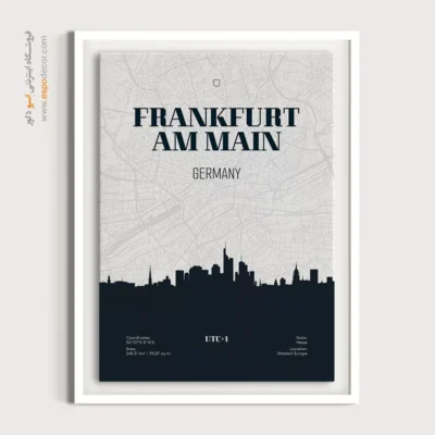 خرید تابلو نقشه سه‌تکه برای دیوار خانه - ‏frankfurt am main germany  – تابلو نقشه شهرهای جهان - اسپو دکور