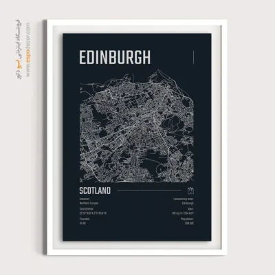 تابلو نقشه سه‌تکه برای دیوار منزل - ‏edinburgh  – تابلو نقشه شهرهای جهان - اسپو دکور