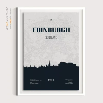 تابلو نقشه مدرن برای کافه ژاپنی - ‏edinburgh scotland  – تابلو نقشه شهرهای جهان - اسپو دکور