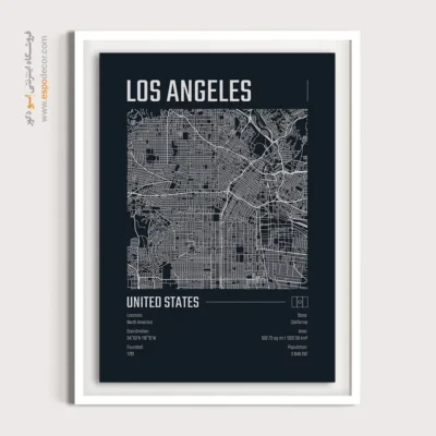 تابلو نقشه لس آنجلس مدرن برای پذیرایی - ‏los angeles  – تابلو نقشه شهرهای جهان - اسپو دکور