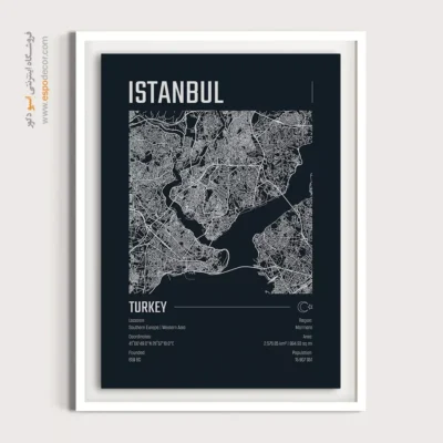 تابلو نقشه استانبول سه‌تکه برای لابی - ‏istanbul  – تابلو نقشه شهرهای جهان - اسپو دکور