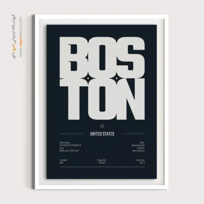 تابلو نقشه مدرن برای دفتر مدیریت - ‏boston massachusetts  – تابلو نقشه شهرهای جهان - اسپو دکور