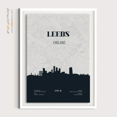 تابلو نقشه روی بوم برای پذیرایی - ‏leeds england  – تابلو نقشه شهرهای جهان - اسپو دکور
