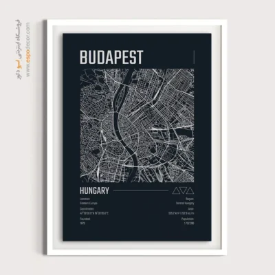 تابلو نقشه بوداپست برای پذیرایی - ‏budapest  – تابلو نقشه شهرهای جهان - اسپو دکور
