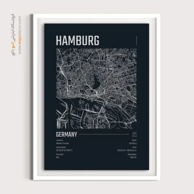 تابلو نقشه مدرن برای کافه - ‏hamburg  – تابلو نقشه شهرهای جهان - اسپو دکور