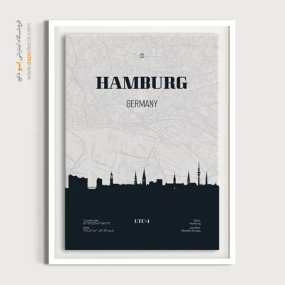تابلو نقشه مینیمال برای اتاق - ‏hamburg germany  – تابلو نقشه شهرهای جهان - اسپو دکور