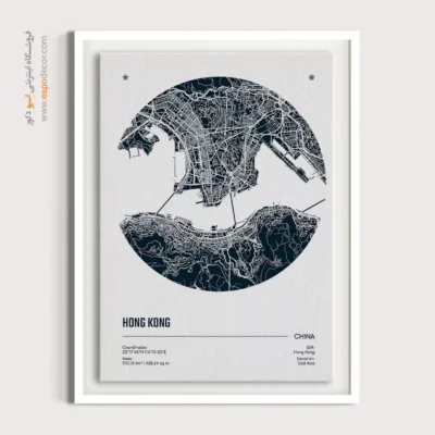 تابلو نقشه هنگ کنگ برای دفتر کار - ‏hong kong china  – تابلو نقشه شهرهای جهان - اسپو دکور