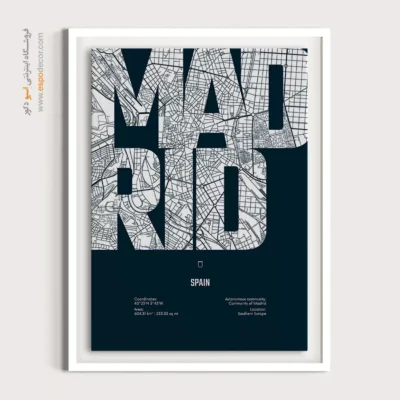 تابلو نقشه مادرید برای اتاق مدیریت - ‏madrid  – تابلو نقشه شهرهای جهان - اسپو دکور
