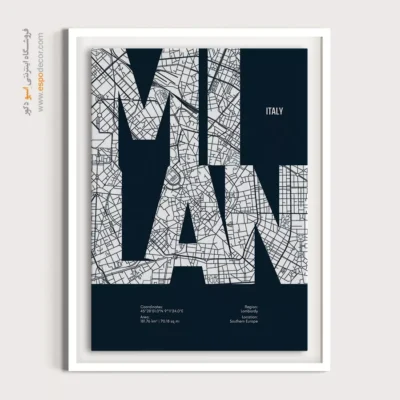 تابلو نقشه مینیمال برای اتاق مدیریت - ‏milan  – تابلو نقشه شهرهای جهان - اسپو دکور