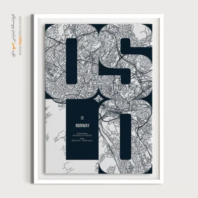 تابلو دکوراتیو برای اتاق مدیریت - ‏oslo  – تابلو نقشه شهرهای جهان - اسپو دکور
