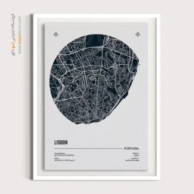 خرید تابلو دیواری نقشه - ‏lisbon portugal  – تابلو نقشه شهرهای جهان - اسپو دکور