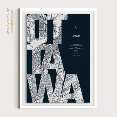 خرید تابلو نقشه کانادا - ‏ottawa  – تابلو نقشه شهرهای جهان - اسپو دکور