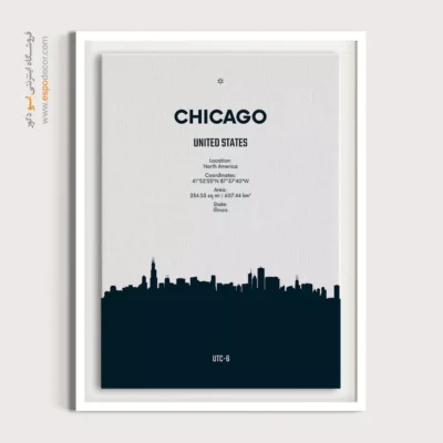 خرید تابلو نقشه ایالتهای امریکا - ‏chicago north america  – تابلو نقشه شهرهای جهان - اسپو دکور