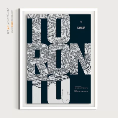 خرید تابلو نقشه تورنتو دکوراتیو - ‏toronto  – تابلو نقشه شهرهای جهان - اسپو دکور