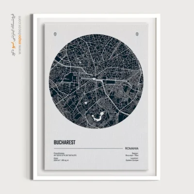 خرید تابلو نقشه برای خانه - ‏bucharest romania  – تابلو نقشه شهرهای جهان - اسپو دکور