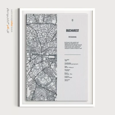 خرید تابلو نقشه برای دفتر - ‏bucharest europe  – تابلو نقشه شهرهای جهان - اسپو دکور