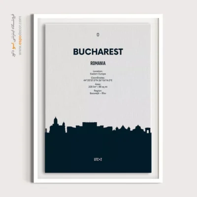 خرید تابلو نقشه برای دکور مدرن - ‏bucharest eastern europe  – تابلو نقشه شهرهای جهان - اسپو دکور