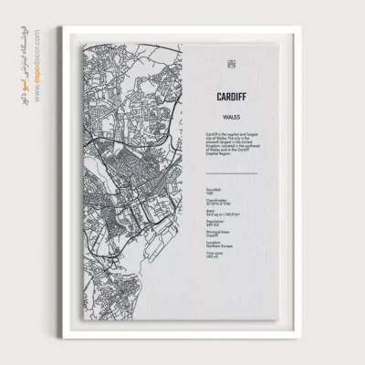 خرید تابلو نقشه برای هتل - ‏cardiff europe  – تابلو نقشه شهرهای جهان - اسپو دکور