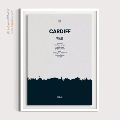 خرید تابلو نقشه برای هدیه - ‏cardiff northern europe  – تابلو نقشه شهرهای جهان - اسپو دکور
