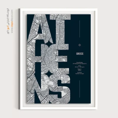 خرید تابلو نقشه دست‌ساز برای کلکسیون - ‏athens  – تابلو نقشه شهرهای جهان - اسپو دکور