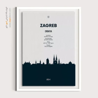 خرید تابلو نقشه چاپی - ‏zagreb southern europe  – تابلو نقشه شهرهای جهان - اسپو دکور