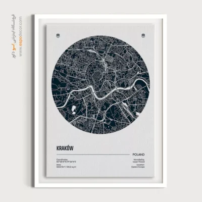 خرید تابلو نقشه چهار ‌تکه - ‏krakow poland  – تابلو نقشه شهرهای جهان - اسپو دکور