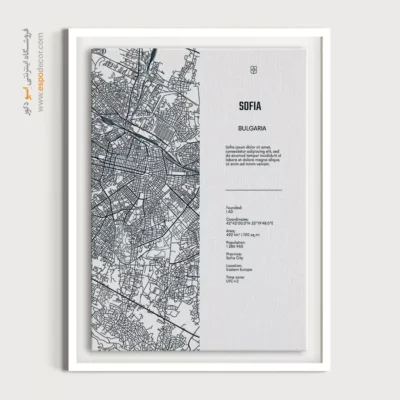 خرید تابلو نقشه شهرهای اروپایی - ‏sofia europe  – تابلو نقشه شهرهای جهان - اسپو دکور