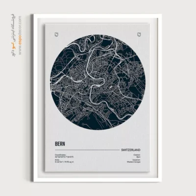 خرید تابلو نقشه لاکچری - ‏bern switzerland  – تابلو نقشه شهرهای جهان - اسپو دکور