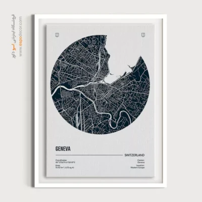 خرید تابلو نقشه مناسب دانشگاه‌ها - ‏geneva switzerland  – تابلو نقشه شهرهای جهان - اسپو دکور