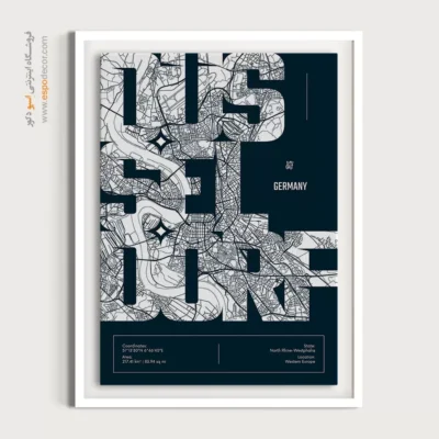 خرید تابلو نقشه مناسب هدیه سالگرد - ‏dusseldorf  – تابلو نقشه شهرهای جهان - اسپو دکور