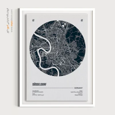 خرید تابلو نقشه مناسب هدیه شرکتی - ‏dusseldorf germany  – تابلو نقشه شهرهای جهان - اسپو دکور