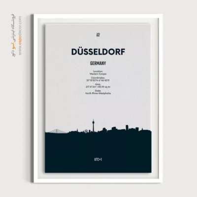 خرید تابلو نقشه هدیه خاص - ‏dusseldorf western europe  – تابلو نقشه شهرهای جهان - اسپو دکور