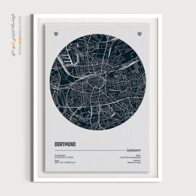 خرید تابلو نقشه هنری چهار تکه - ‏dortmund germany  – تابلو نقشه شهرهای جهان - اسپو دکور