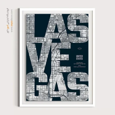 تابلو نقشه جهان برای دکوراسیون داخلی - ‏las vegas  – تابلو نقشه شهرهای جهان - اسپو دکور