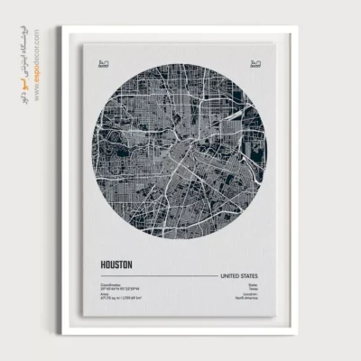 تابلو نقشه برای دفتر کار - ‏houston usa  – تابلو نقشه شهرهای جهان - اسپو دکور