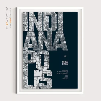 تابلو دکوراتیو برای اتاق کودک - ‏indianapolis  – تابلو نقشه شهرهای جهان - اسپو دکور