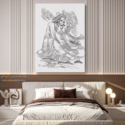 تابلو ایرانی برای هدیه خاص - چشمه‌خط – تابلو مینیاتور خطی - اسپو دکور