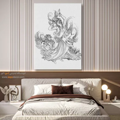 تابلو سنتی برای تاق خواب - دلخط – تابلو مینیاتور خطی - اسپو دکور