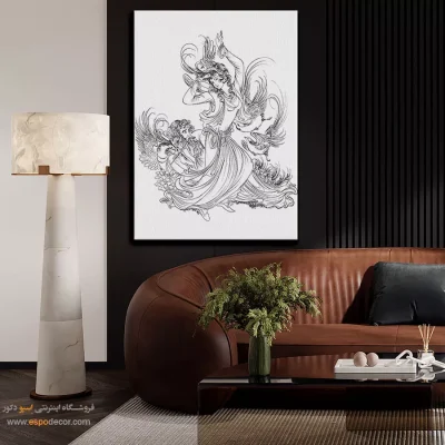 تابلو سنتی برای تاق خواب - دلخط – تابلو مینیاتور خطی - اسپو دکور