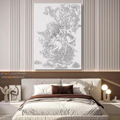 خرید تابلو بوم هنری ایرانی - ترانه‌خط – تابلو مینیاتور خطی - اسپو دکور