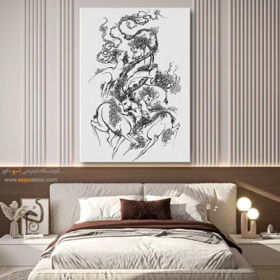 خرید تابلو هنری مدرن ایرانی - نقشینه – تابلو مینیاتور خطی - اسپو دکور