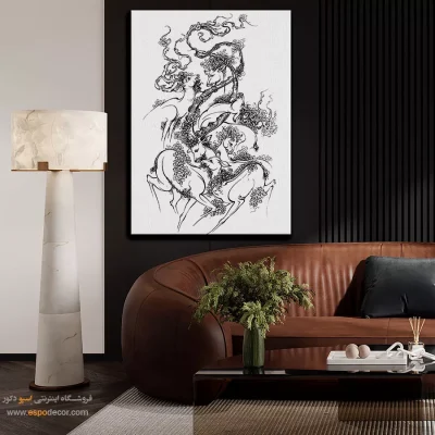 خرید تابلو هنری مدرن ایرانی - نقشینه – تابلو مینیاتور خطی - اسپو دکور