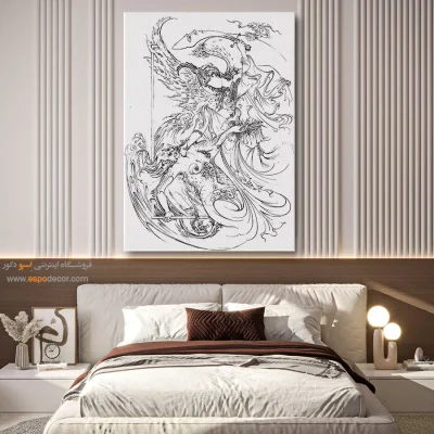 خرید تابلو نقاشی خطی با قاب سفید - آواز – تابلو مینیاتور خطی - اسپو دکور