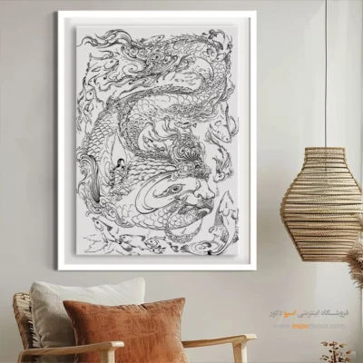 خرید تابلو بوم هنر ایرانی - چشمین – تابلو مینیاتور خطی - اسپو دکور