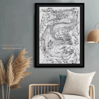 خرید تابلو بوم هنر ایرانی - چشمین – تابلو مینیاتور خطی - اسپو دکور