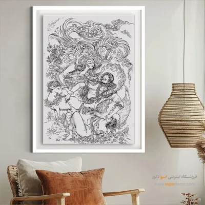 خرید تابلو سنتی - پروازخط – تابلو مینیاتور خطی - اسپو دکور