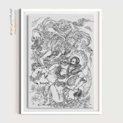 خرید تابلو سنتی - پرواز‌خط – تابلو مینیاتور خطی - اسپو دکور