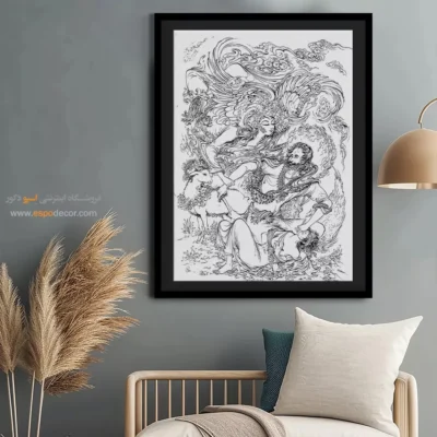 خرید تابلو سنتی - پروازخط – تابلو مینیاتور خطی - اسپو دکور