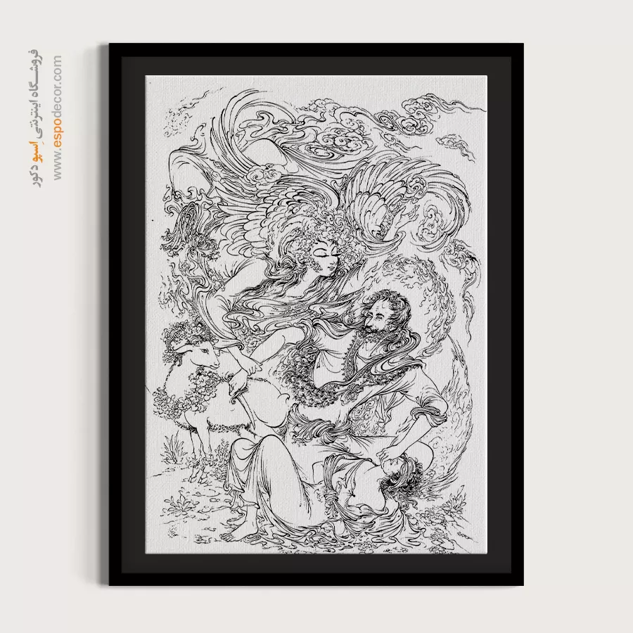 خرید تابلو سنتی - پروازخط – تابلو مینیاتور خطی - اسپو دکور