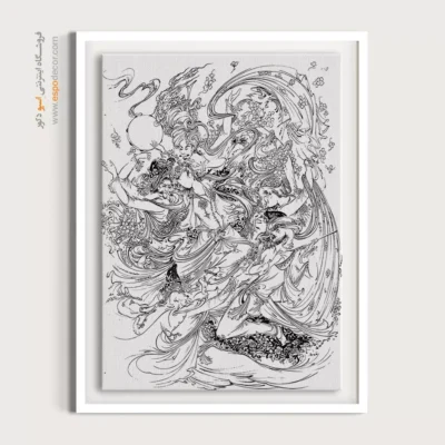 خرید تابلو مینیاتور برای پذیرایی - نگاربان – تابلو مینیاتور خطی - اسپو دکور